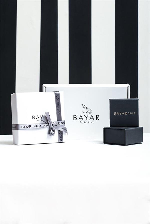 14 Ayar Altın Lacivert Mineli Yonca Bileklik