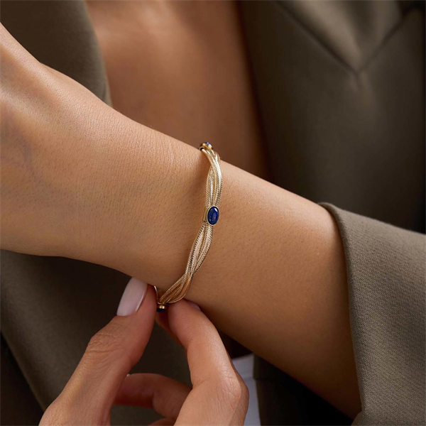 14 Ayar Altın Lapis Taşlı İtalyan Esnek Bilezik