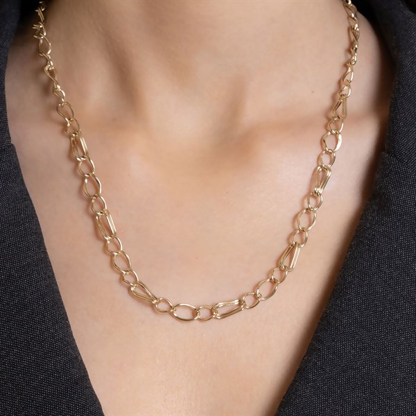 14 Ayar Altın Light Oval Halka Hollow Kolye