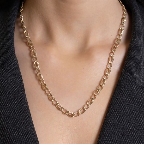 14 Ayar Altın Light Oval Samanyolu Kolye 6 mm