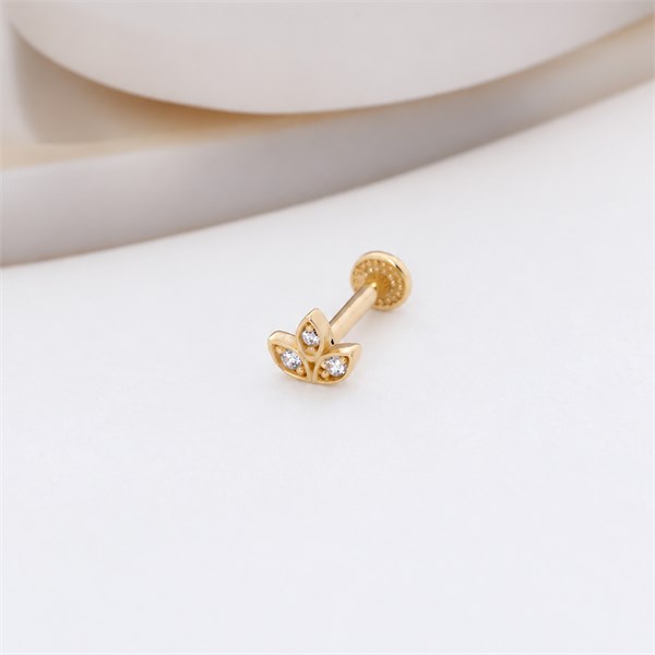 14 Ayar Altın Lotus Çiçeği Tragus