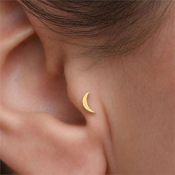 14 Ayar Altın Luna Tragus Piercing