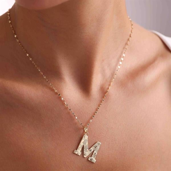 14 Ayar Altın M Harf Füzyon Kolye