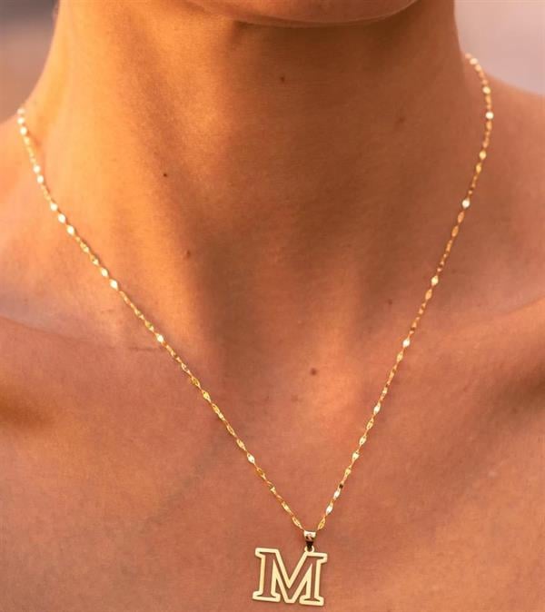 14 Ayar Altın M Harf Soft Kolye