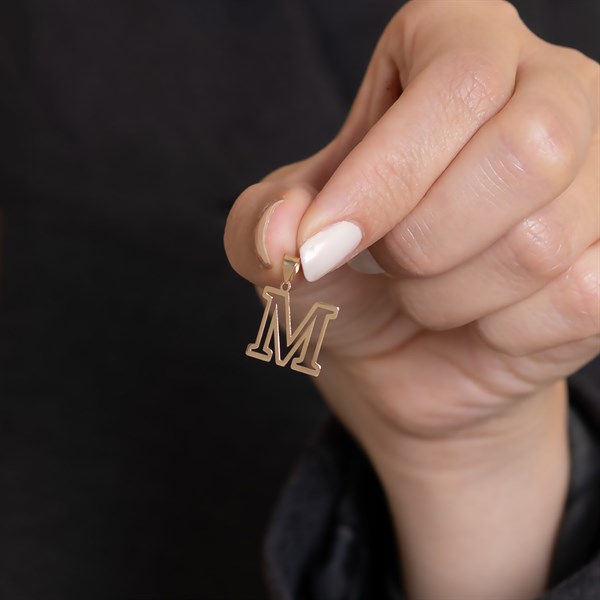 14 Ayar Altın M Harf Soft Kolye Ucu