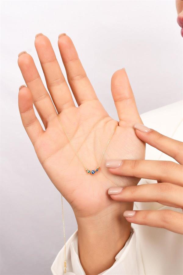 14 Ayar Altın Mini Nazar Boncuklu Kolye