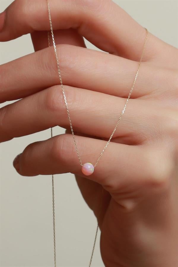 14 Ayar Altın Mini Opal Taşlı Kolye