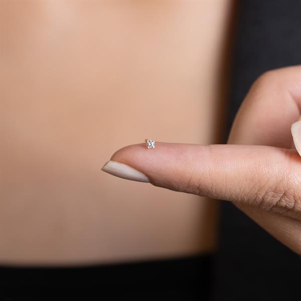 14 Ayar Altın Mini Tektaş Geçmeli Hızma