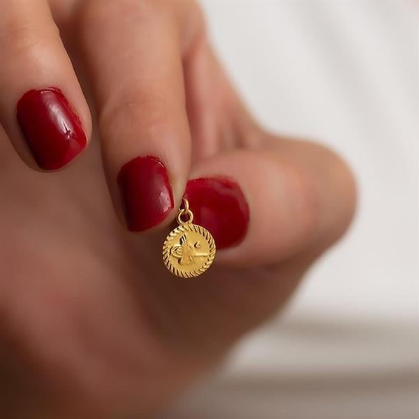 14 Ayar Altın Mini Tuğra Kolye Ucu 1 cm