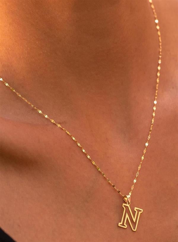 14 Ayar Altın N Harf Soft Kolye