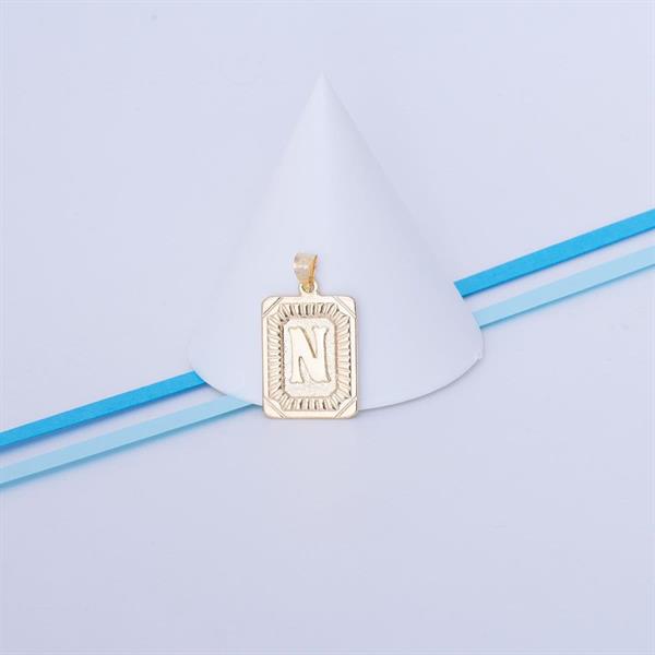 14 Ayar Altın N Harf Vintage Kolye Ucu