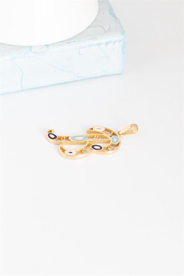 14K Solid Gold Evil Eye Beaded Eye B Letter Necklace