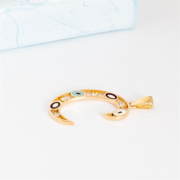 14K Solid Gold Evil Eye Beaded Eye C Letter Necklace