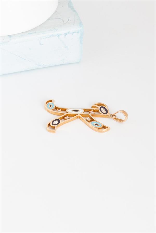 14K Solid Gold Evil Eye Beaded Eye K Letter Necklace