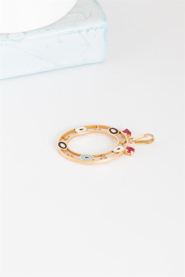 14K Solid Gold Evil Eye Beaded Eye Letter O Necklace