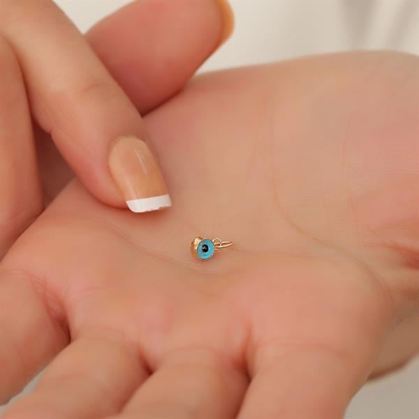 14 Ayar Altın Mavi Nazar Göz Boncuk Kolye Ucu
