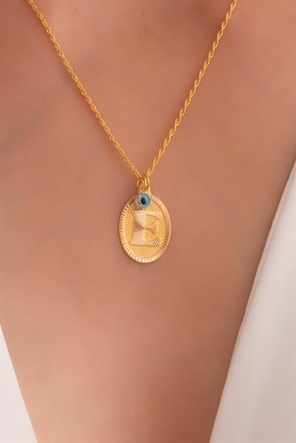14 Ayar Altın E Harf Nostaljik Kolye