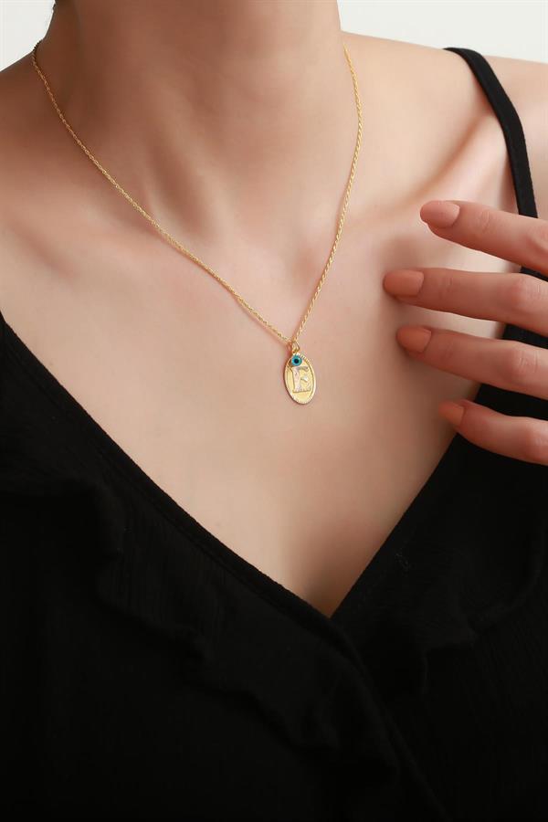 14 Ayar Altın E Harf Nostaljik Kolye