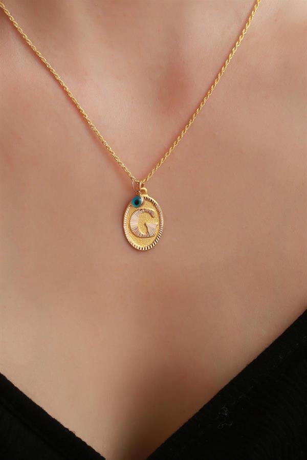 14 Ayar Altın G Harf Nostaljik Kolye