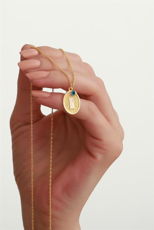 14 Ayar Altın İ Harf Nostaljik Kolye