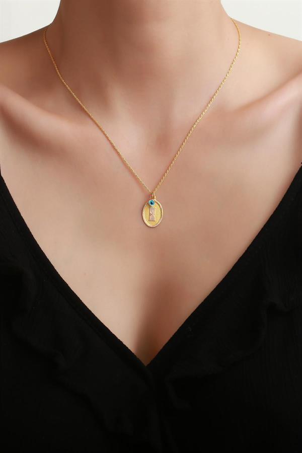 14 Ayar Altın I Harf Nostaljik Kolye