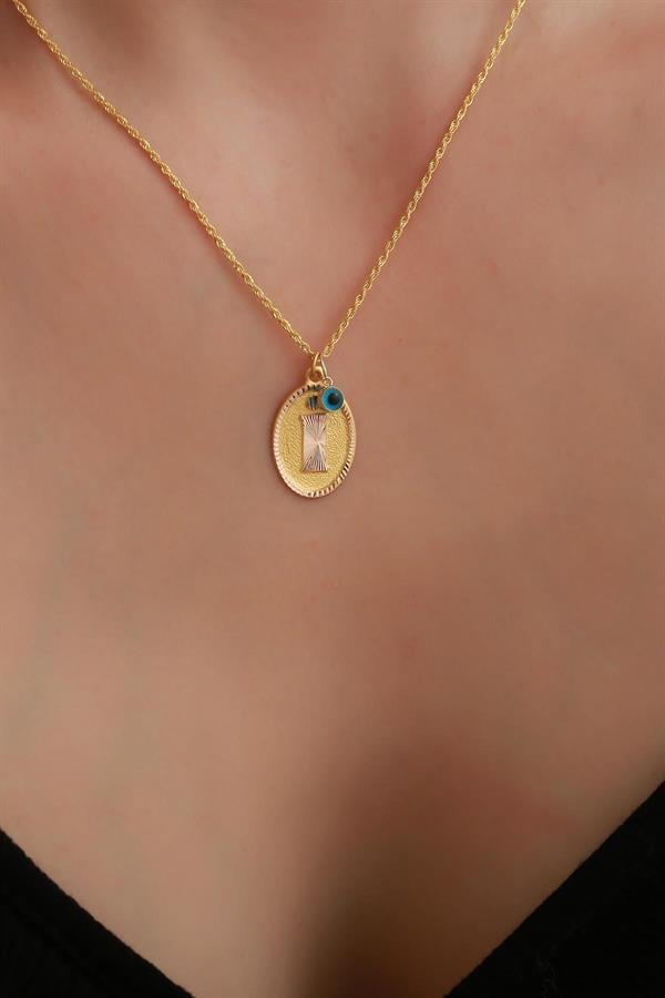 14 Ayar Altın İ Harf Nostaljik Kolye