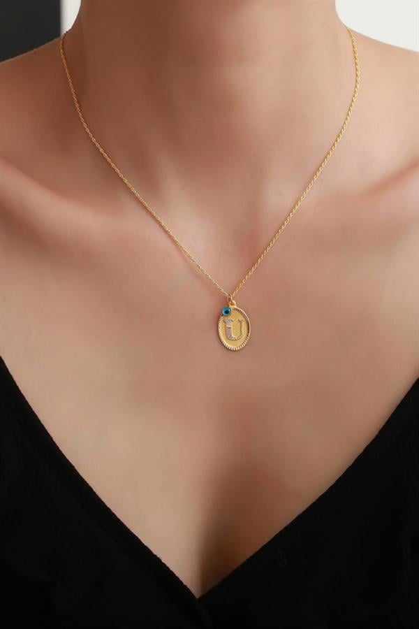 14 Ayar Altın U Harf Nostaljik Kolye