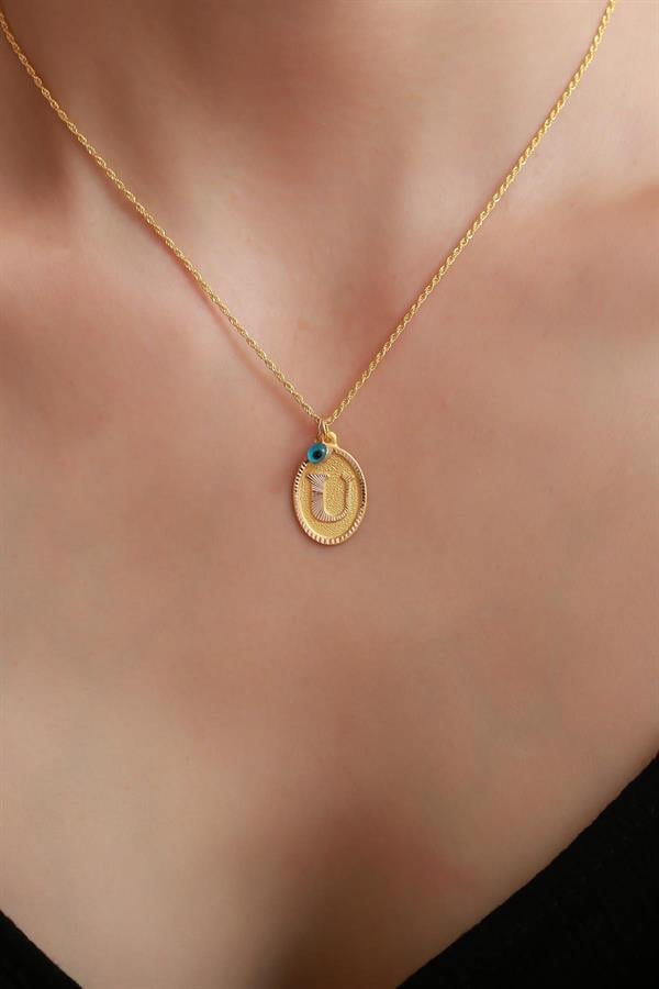 14 Ayar Altın U Harf Nostaljik Kolye