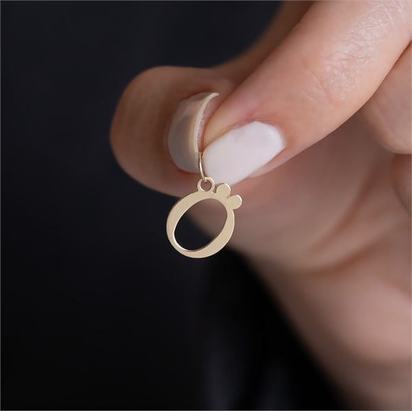 14 Ayar Altın Ö Harf Sade Kolye Ucu 13.5 mm