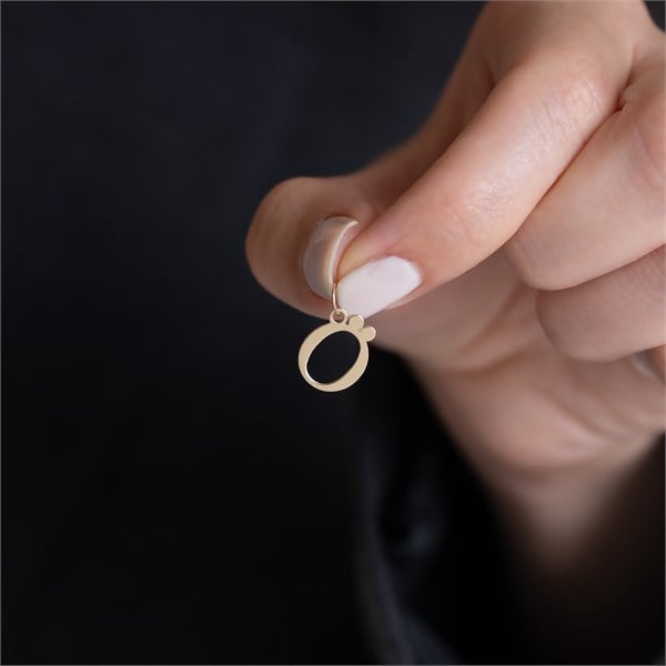 14 Ayar Altın Ö Harf Sade Kolye Ucu 13.5 mm