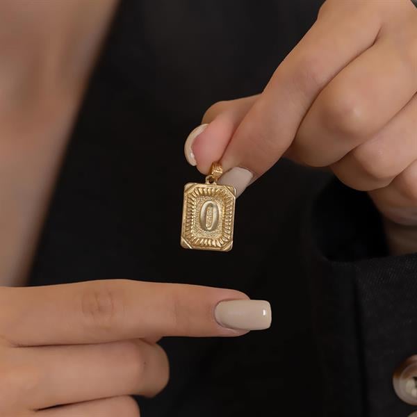14 Ayar Altın O Harf Vintage Kolye Ucu