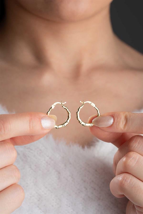 14 Ayar Altın Orta Boy Deniz Atı Halka Küpe 1.8 cm