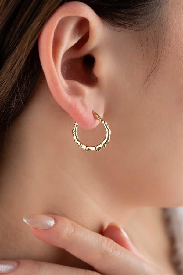 14 Ayar Altın Orta Boy Deniz Atı Halka Küpe 1.8 cm