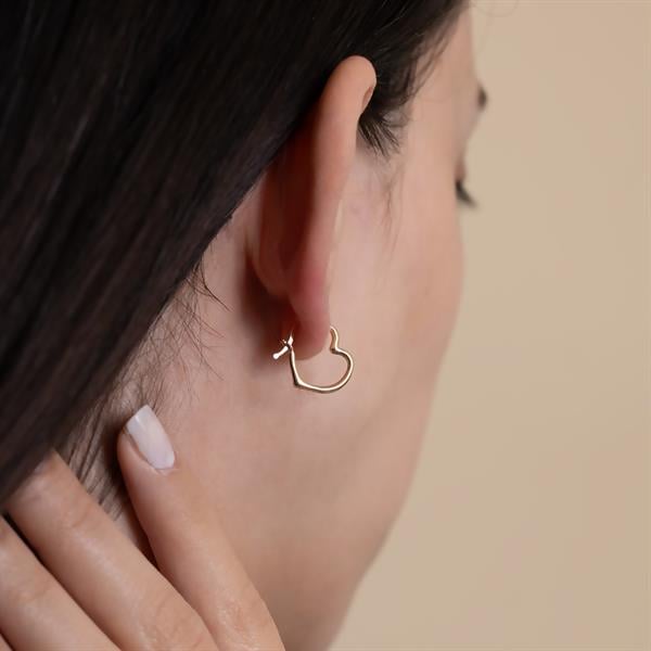 14 Ayar Altın Orta Boy Kalpli Küpe