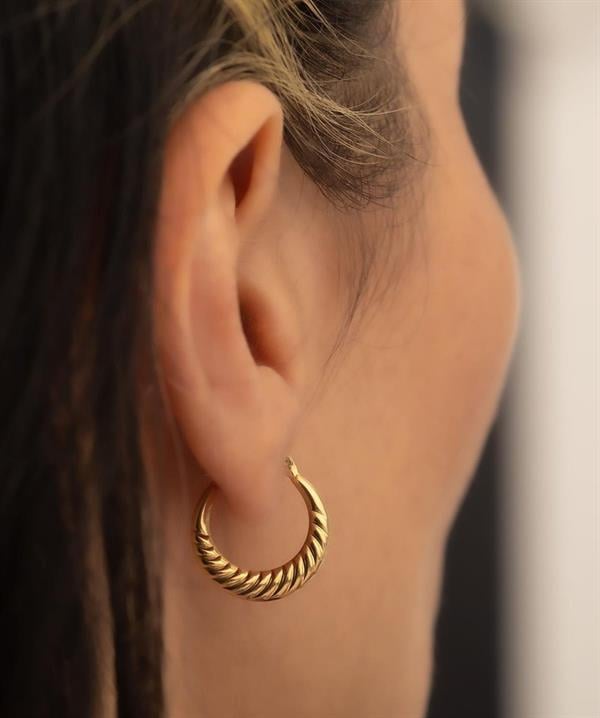 14 Ayar Altın Orta Boy Midye Halka Küpe