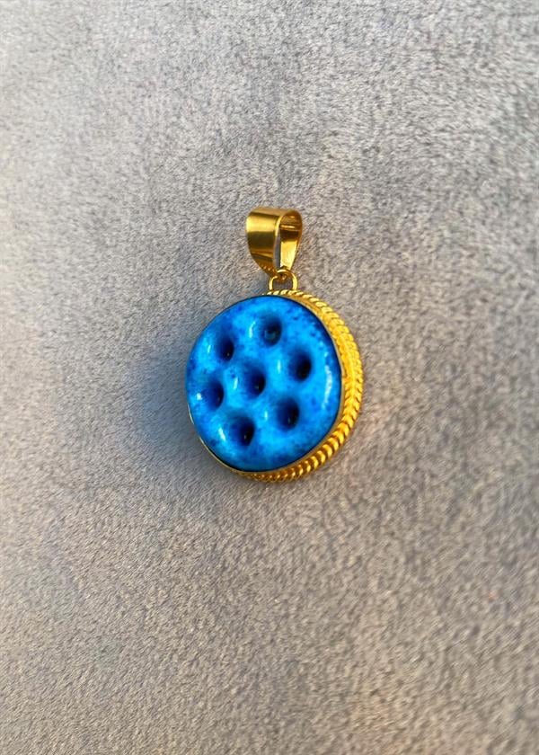 14K Solid Gold Medium Size Plain Syriac Evil Eye Pendant