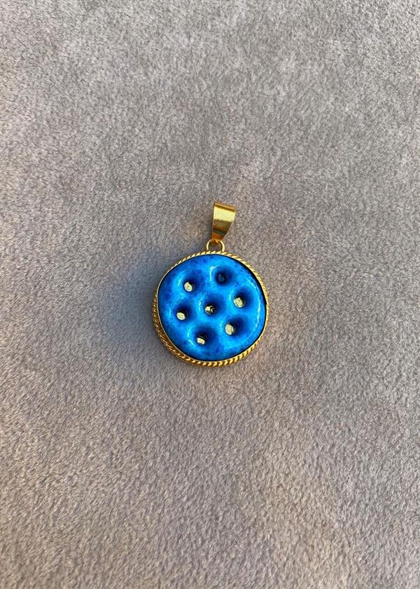 14K Solid Gold Medium Size Plain Syriac Evil Eye Pendant