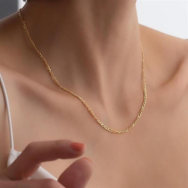 14 Ayar Altın Orta Kalın Figaro Zincir Kolye