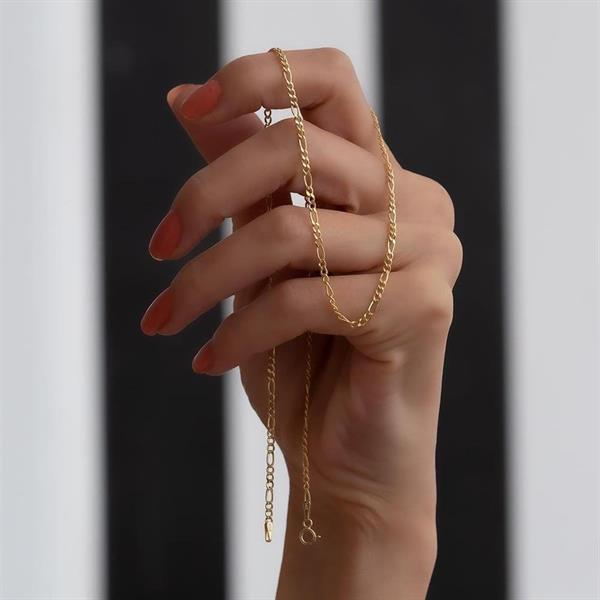 14 Ayar Altın Orta Kalın Figaro Zincir Kolye