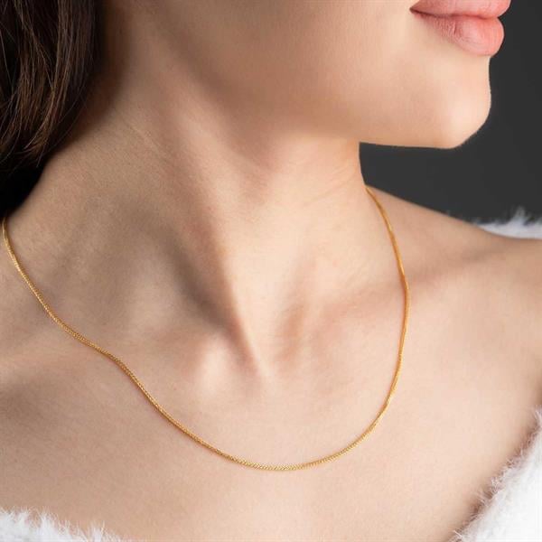 14 Ayar Altın Orta Kalın Palmiye Zincir Kolye 1 mm