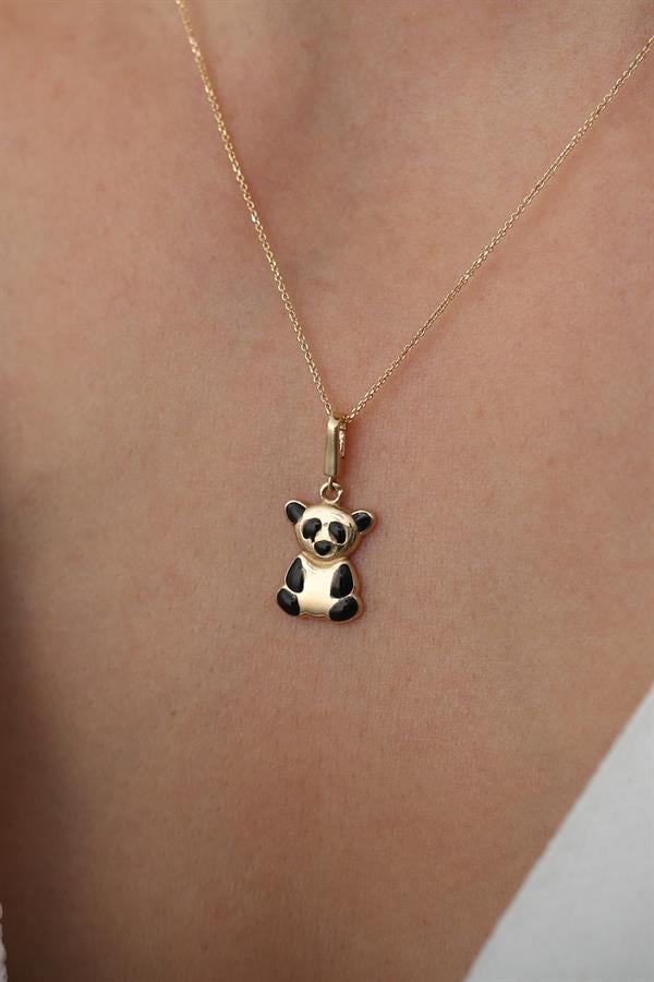 14 Ayar Altın Panda Figürlü Minimal Kolye