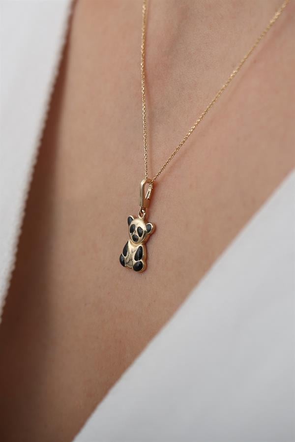 14 Ayar Altın Panda Figürlü Minimal Kolye