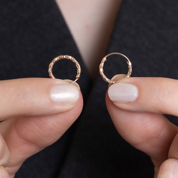 14 Ayar Altın Parıltı Halka Küpe 1,4 cm