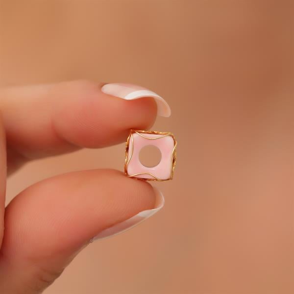 14 Ayar Altın Pembe Büyük Boy Telkari Hülyam Boncuk