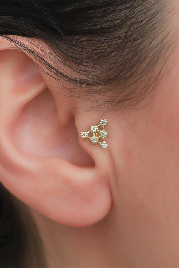 14 Ayar Altın Pietra Üçgen Tragus Piercing