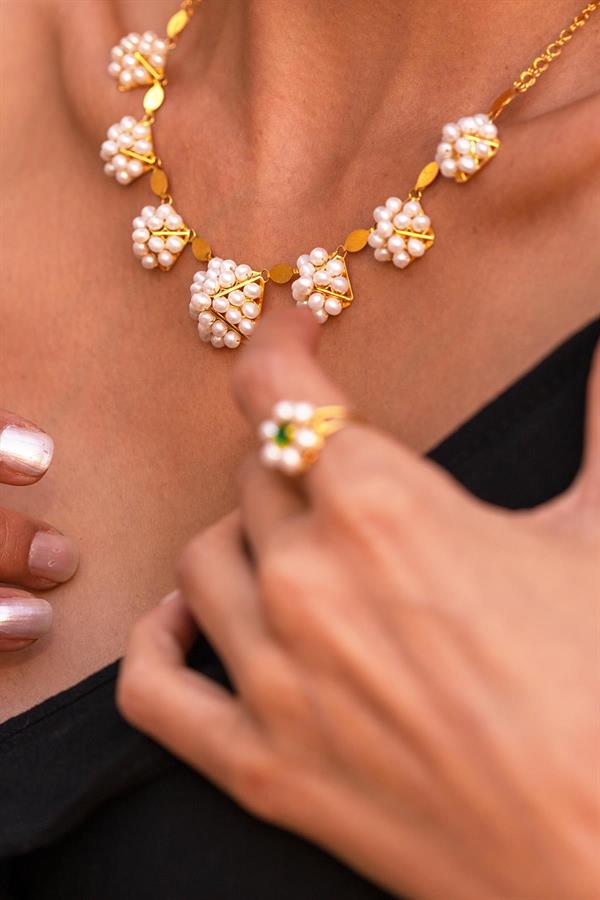 14 Ayar Altın Piramit İncili Gerdanlık