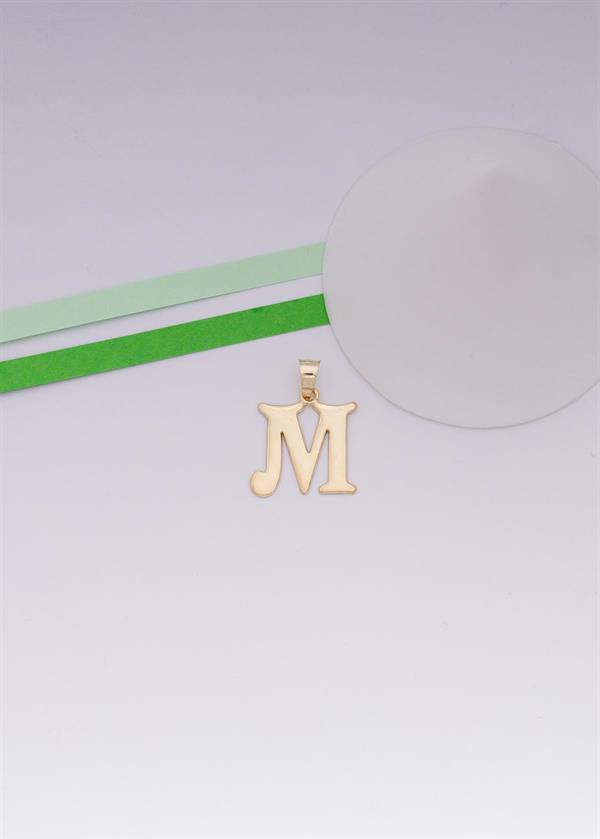 14 Ayar Altın M Harf Şirin Kolye Ucu