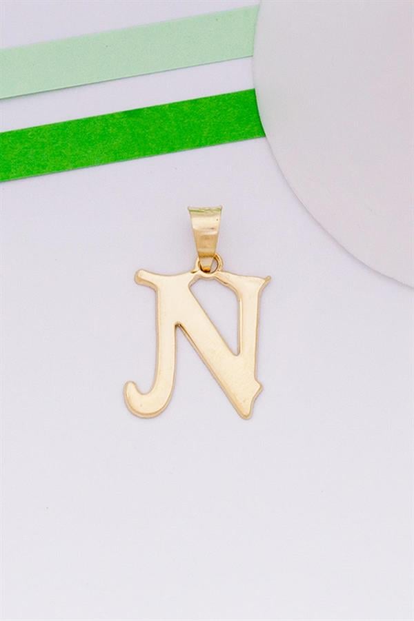 14 Ayar Altın N Harf Şirin Kolye Ucu