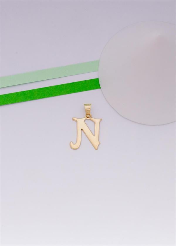 14 Ayar Altın N Harf Şirin Kolye Ucu