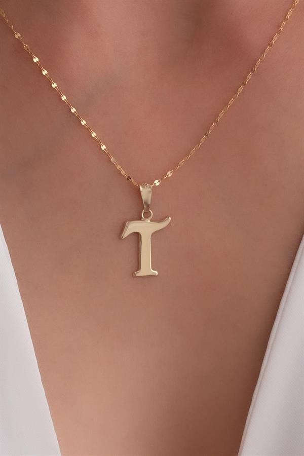 14 Ayar Altın T Harf Şirin Kolye